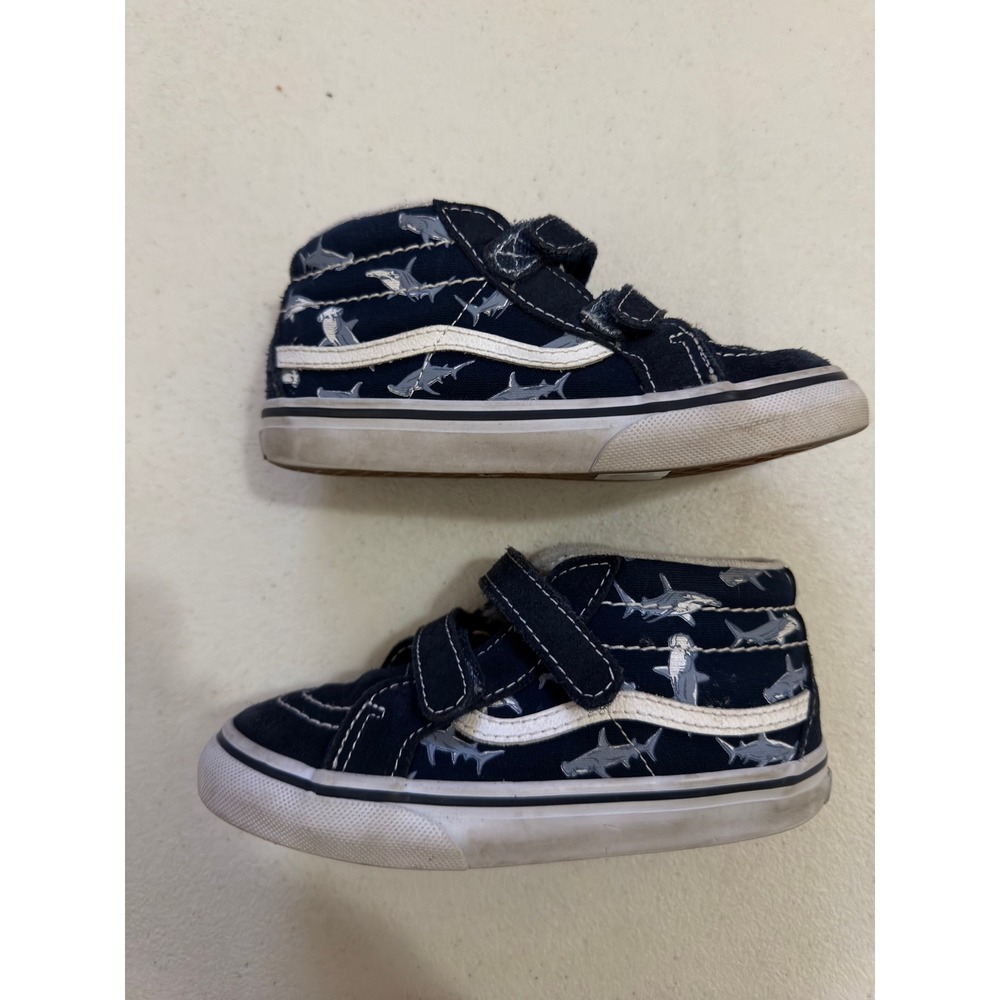Vans Sk8-Mid Reissue V Navy Shark Print Size 10.0 Toddler #3078